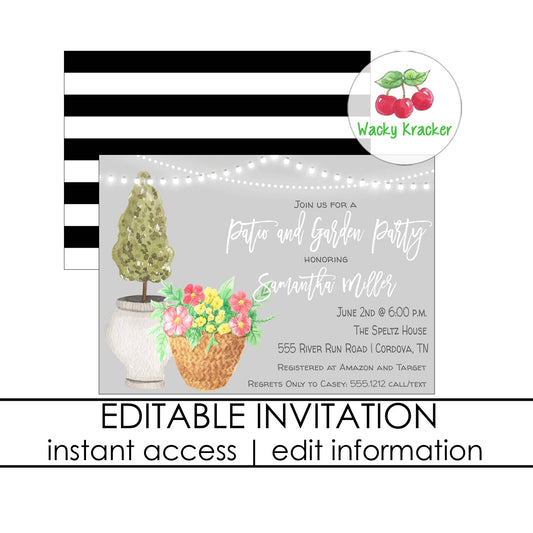 Patio and Garden Bridal Shower Invitation