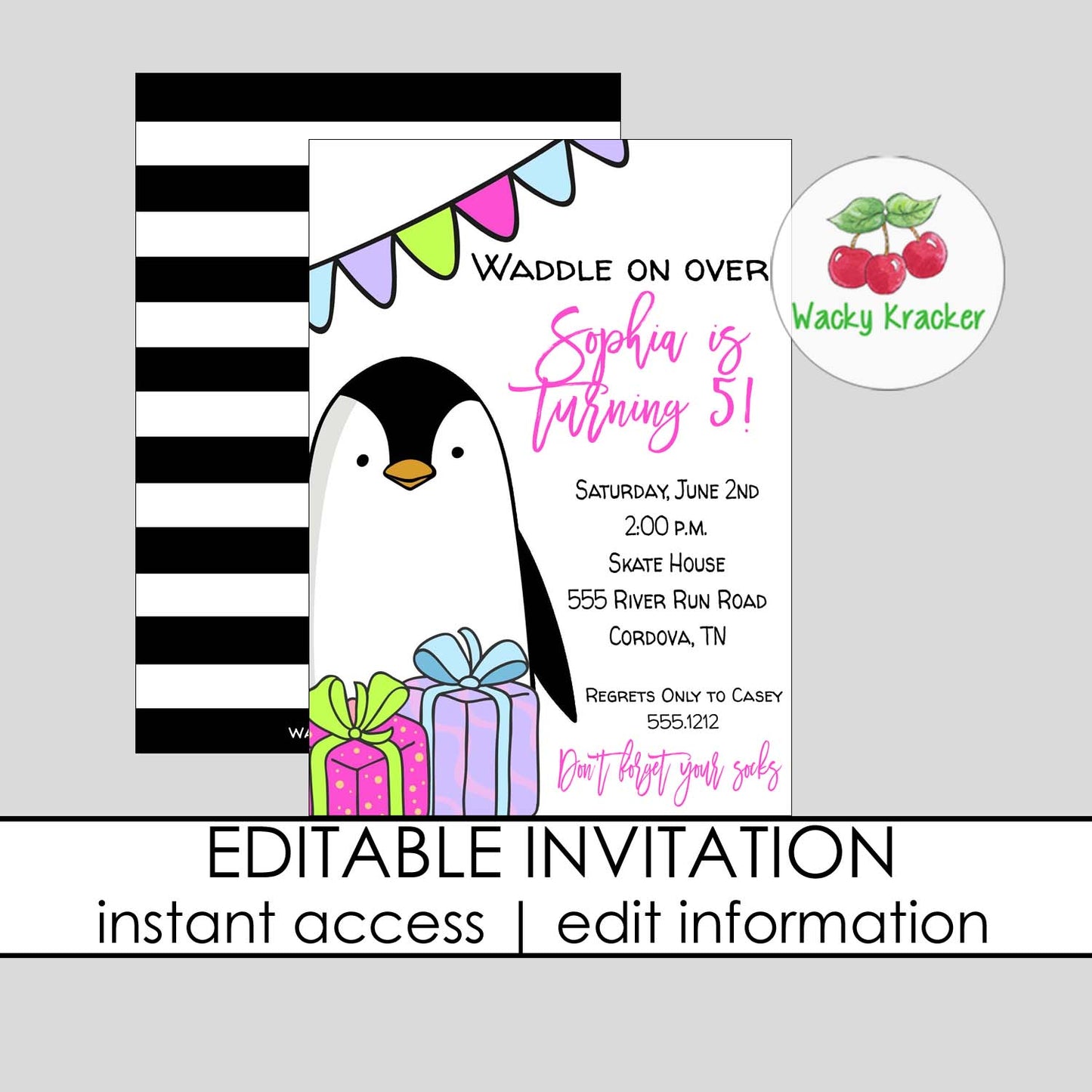 Penguin Birthday Invitation