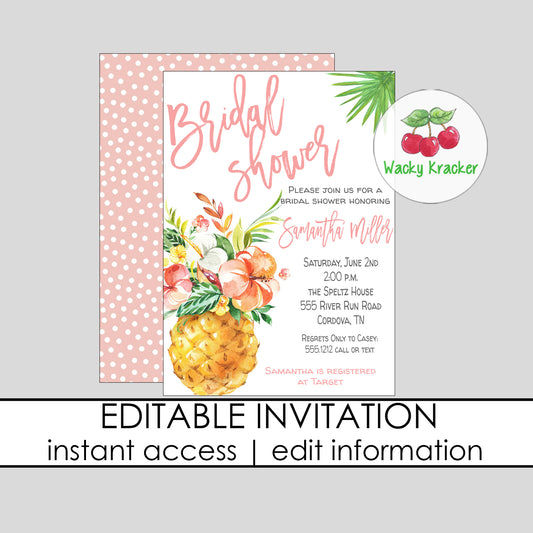 Tropical Bridal Shower Invitation