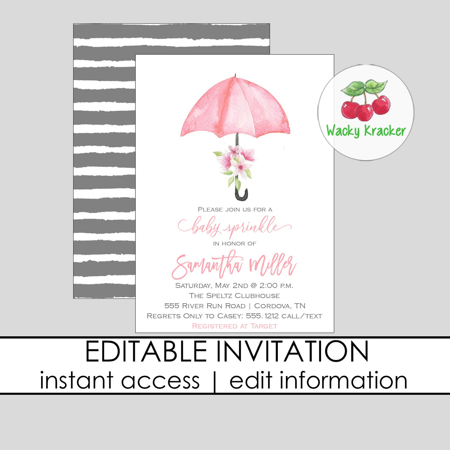 Girl Sprinkle Baby Shower Invitation