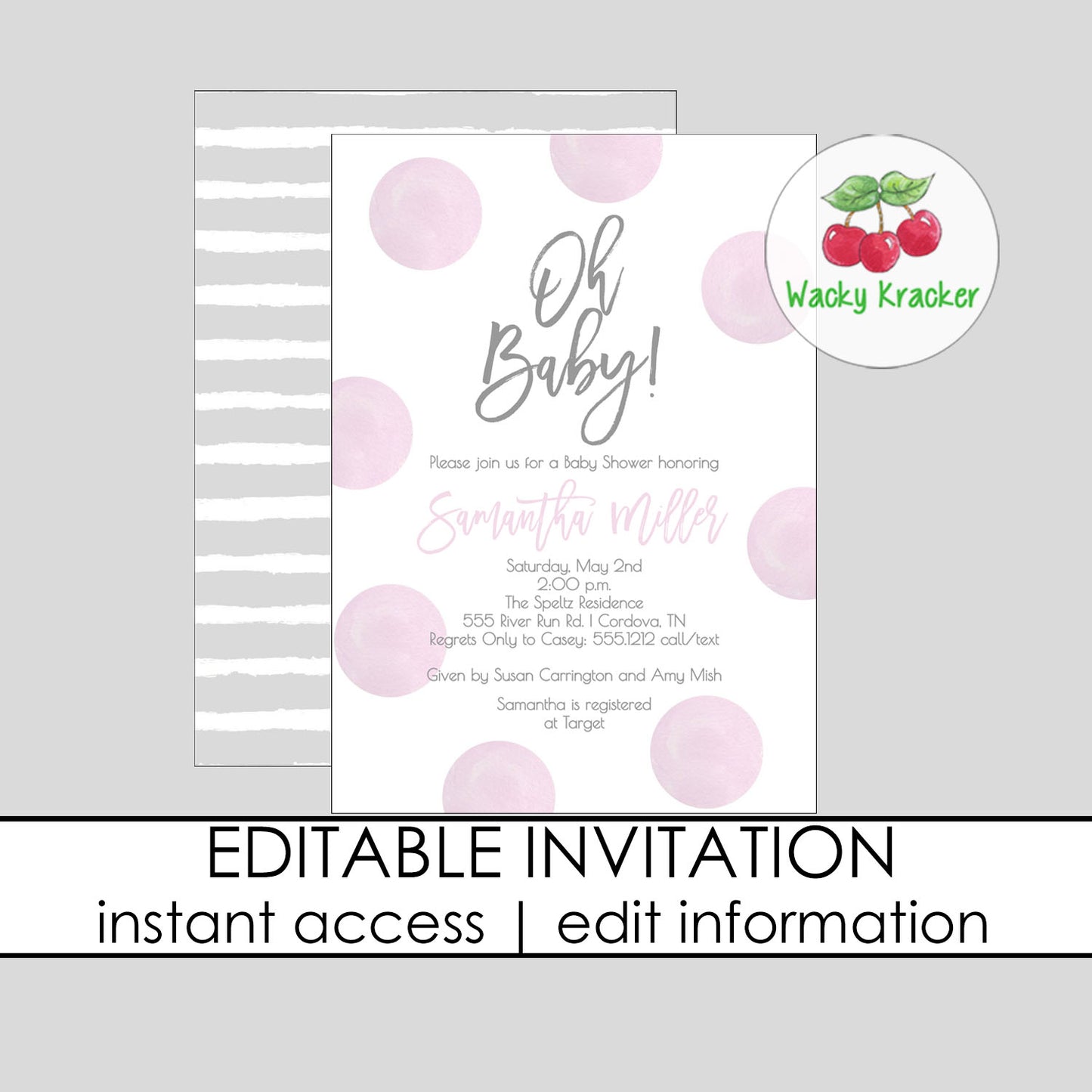 Pink Dot Baby Shower Invitation