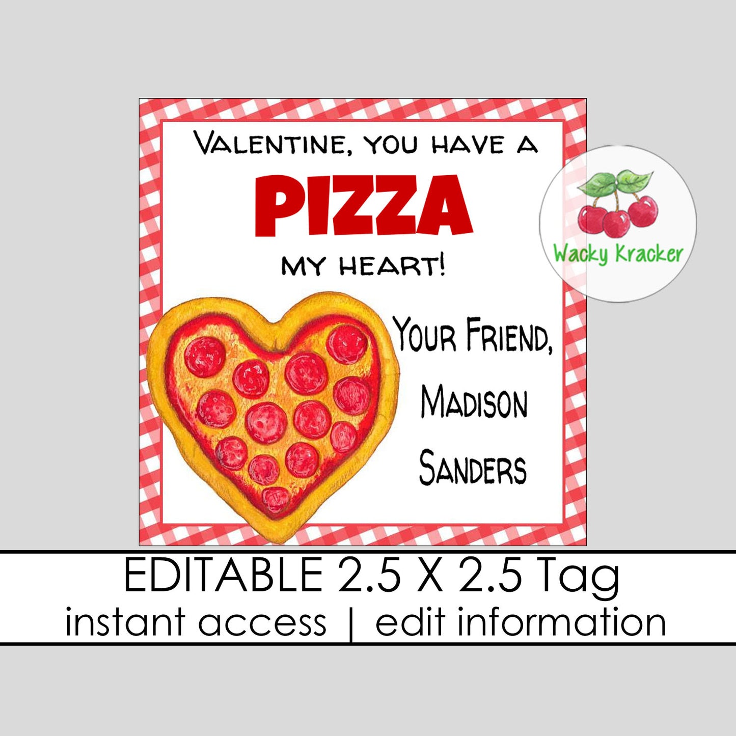 Pizza Valentine Tag
