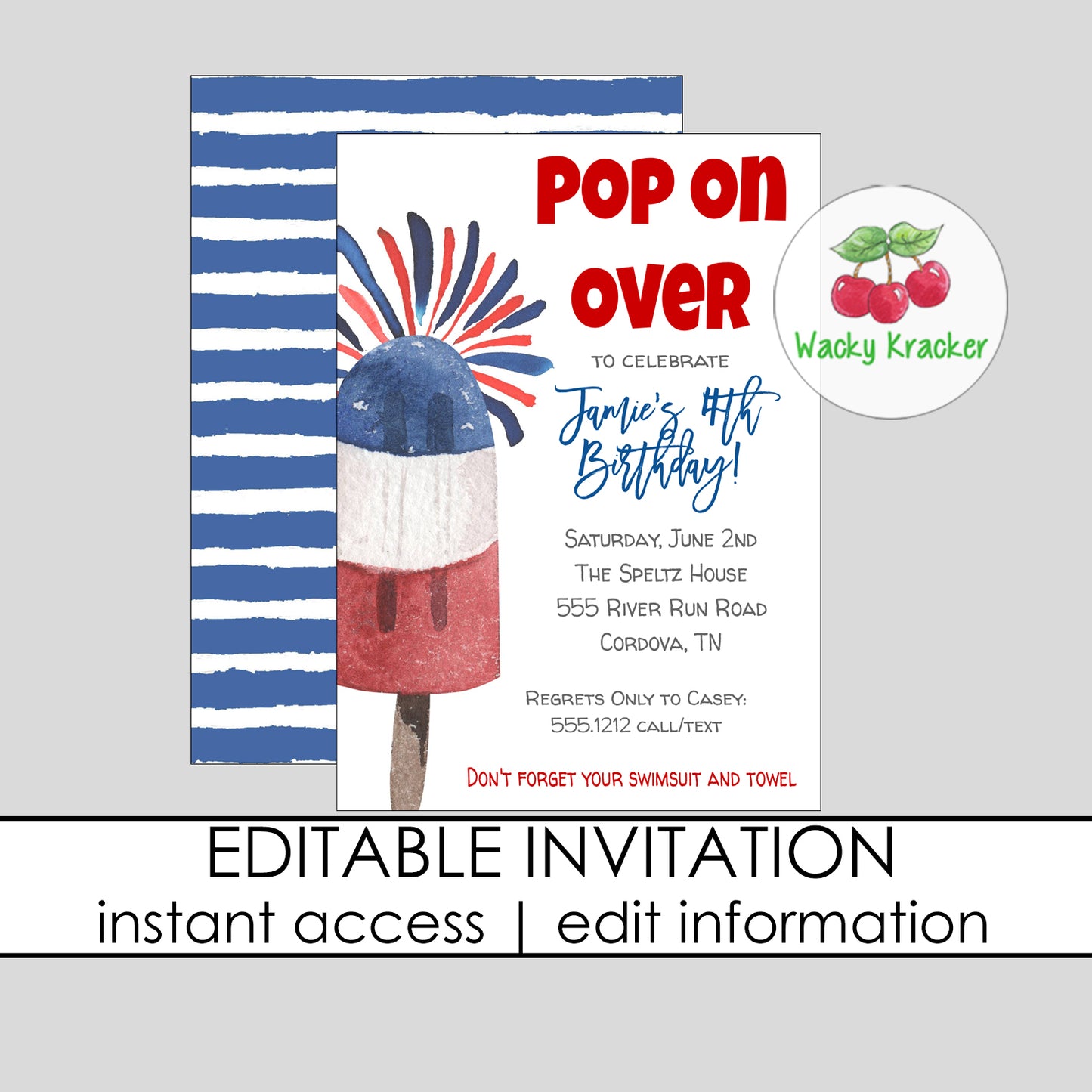 Pop on Over Invitation
