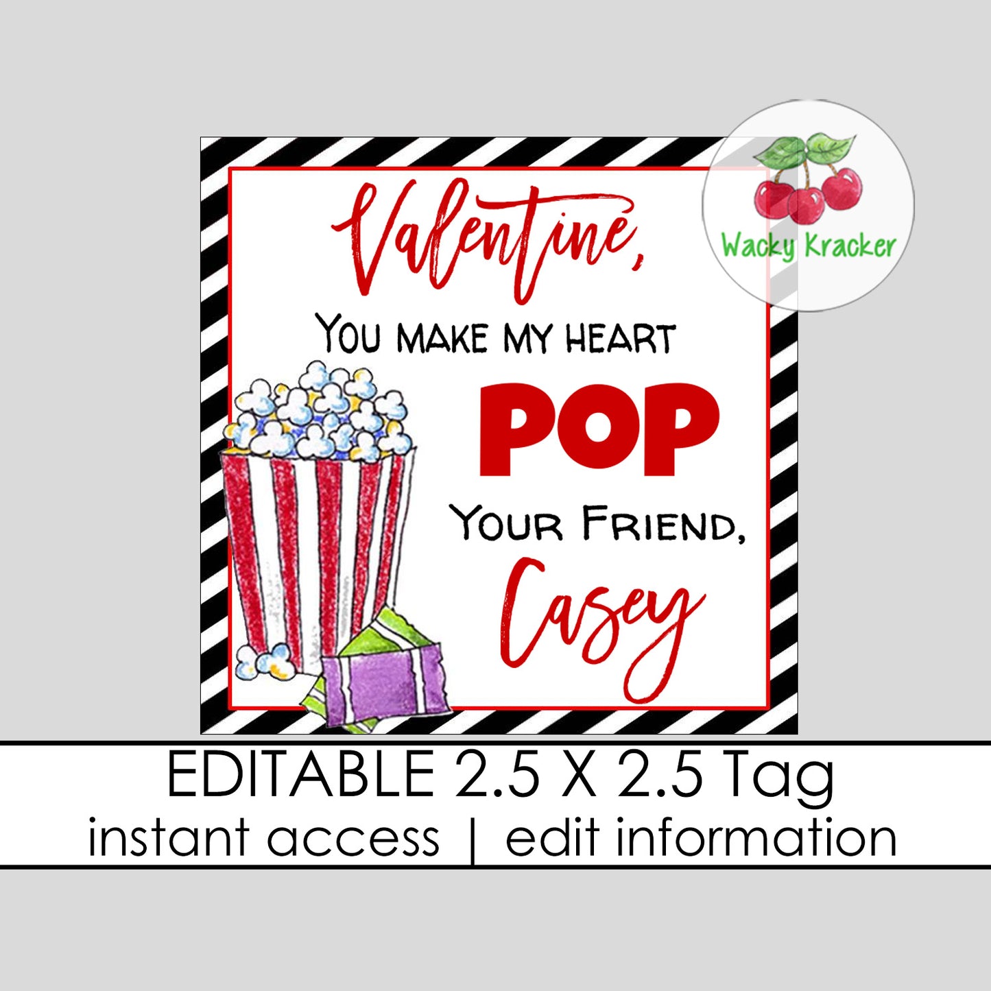 Popcorn Valentine Gift Tag