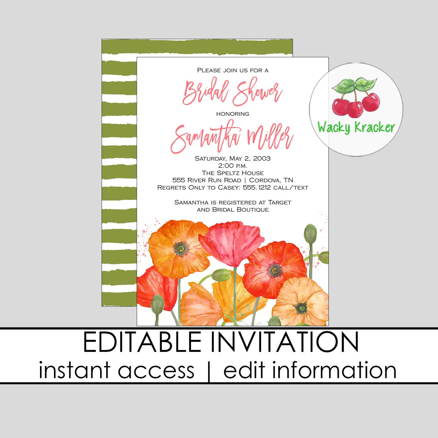 Poppies Bridal Shower Invitation