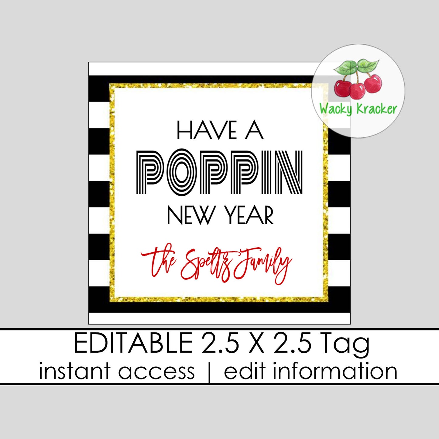 Have a Poppin New Year Gift Tag