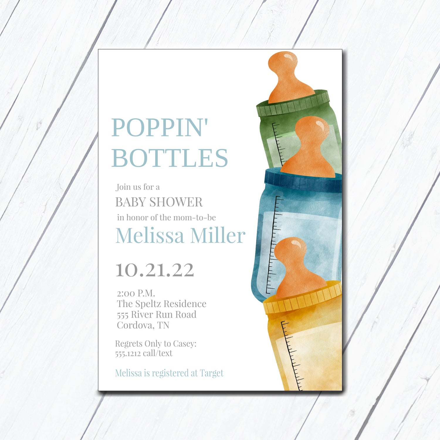 Baby Boy Bottle Shower Invitation