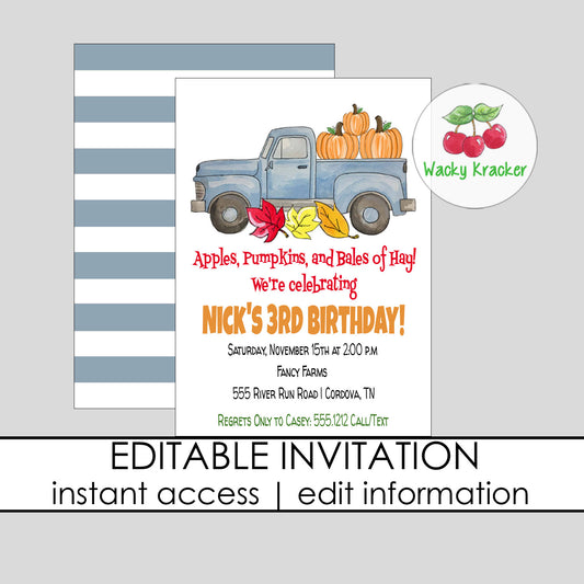 Pumpkin Truck Invitation