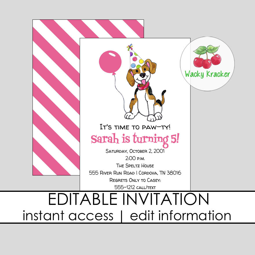 Puppy Dog Birthday Invitation