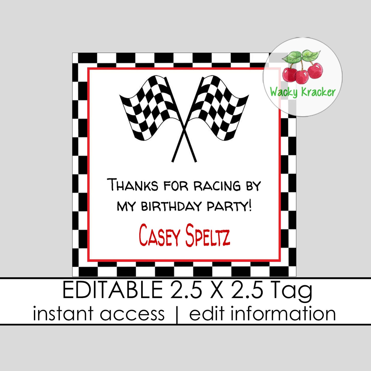 Race Car Gift Tag