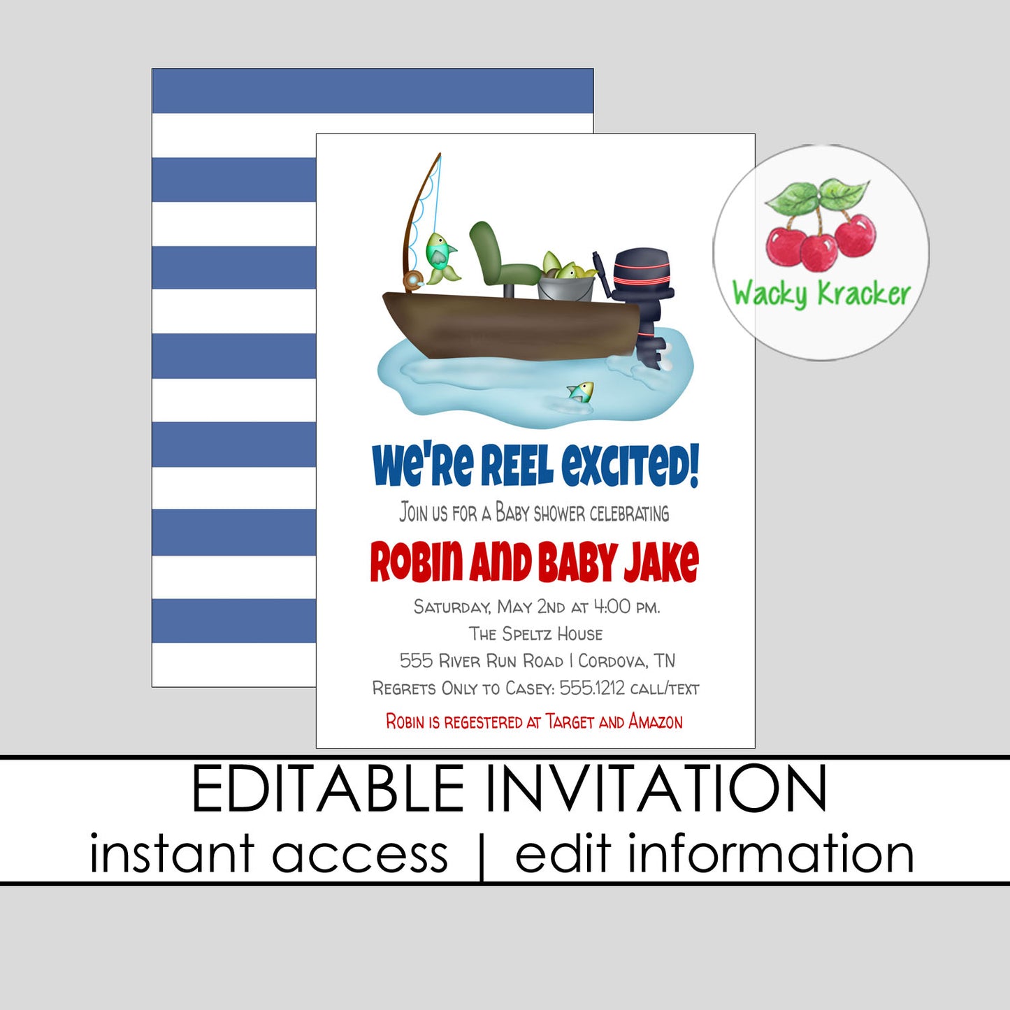 Fishing Boat Baby Shower Invitation