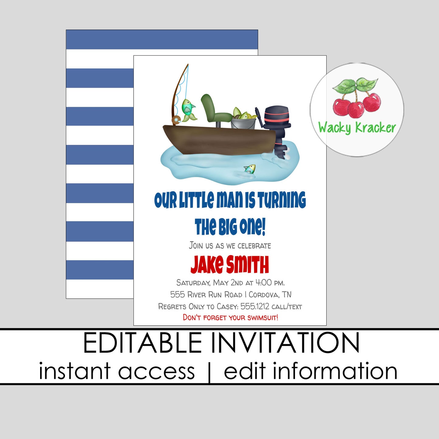 Fishing Boat Birthday Invitation