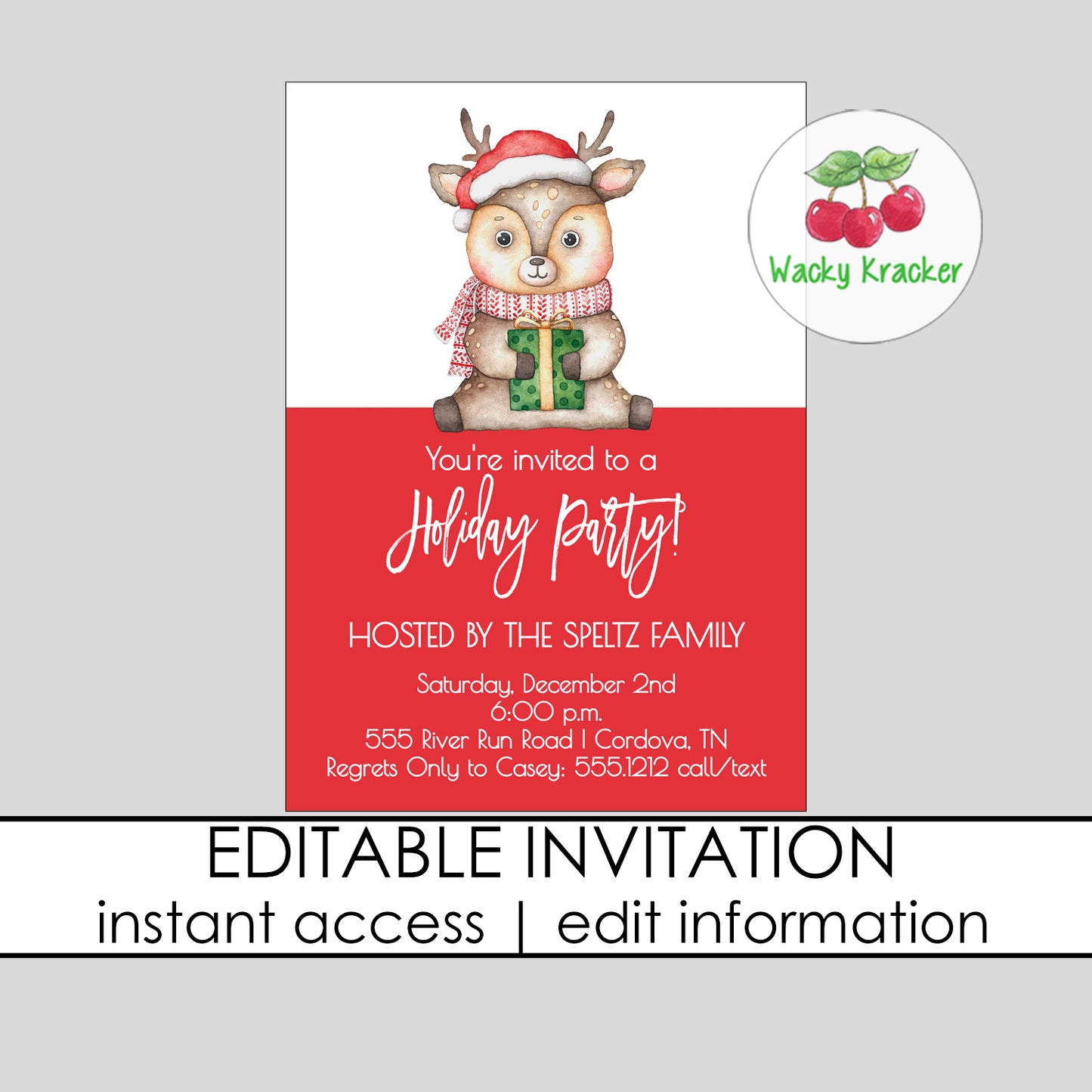 Christmas Reindeer Invitation