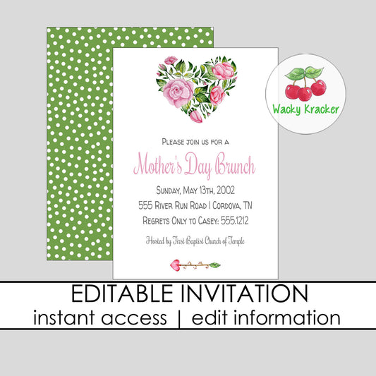 Heart Mother's Day Brunch Invitation