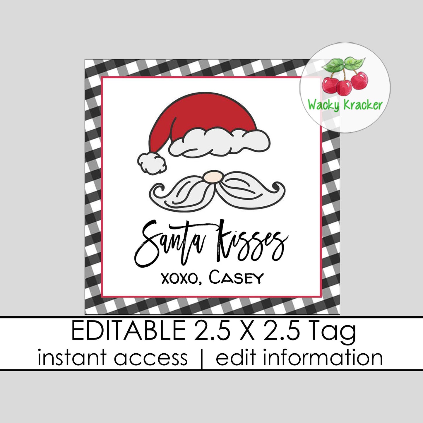 Santa Kisses Gift Tag