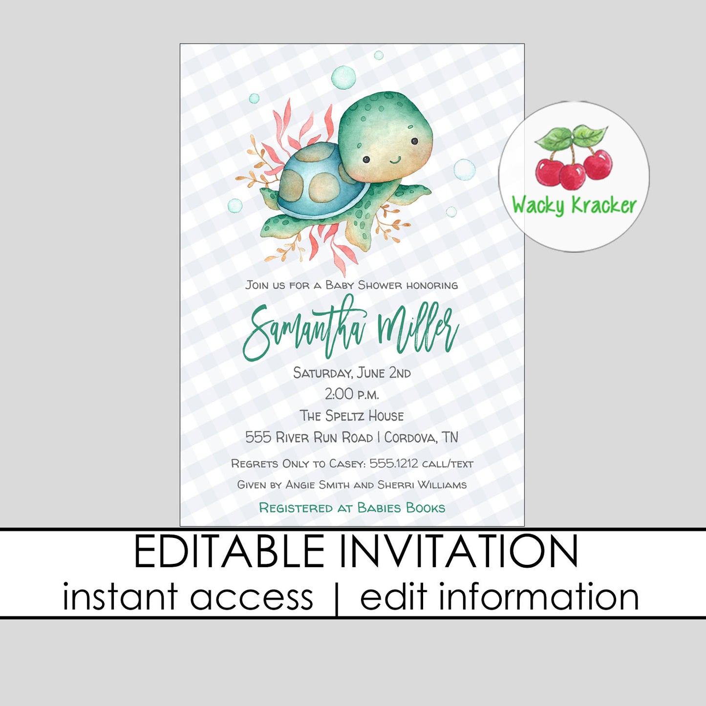 Sea Turtle Baby Shower Invitation
