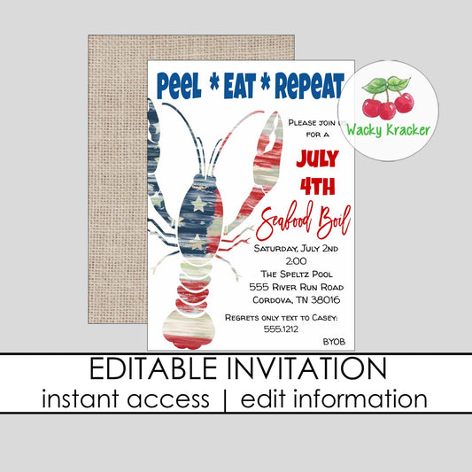 July 4th Seafood Boil Invitation