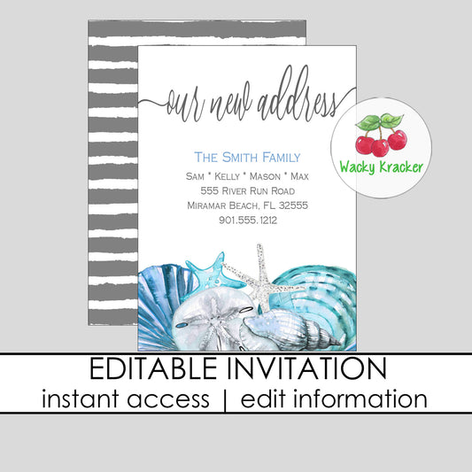 Seashell Moving Invitation