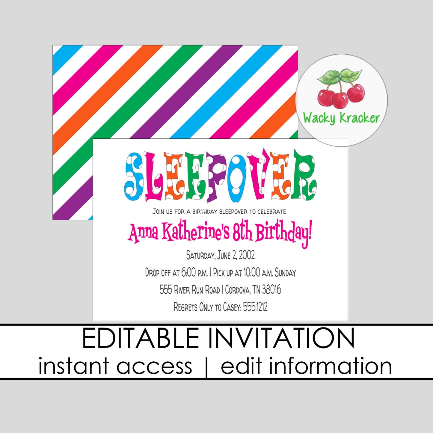 Sleepover Birthday Invitation
