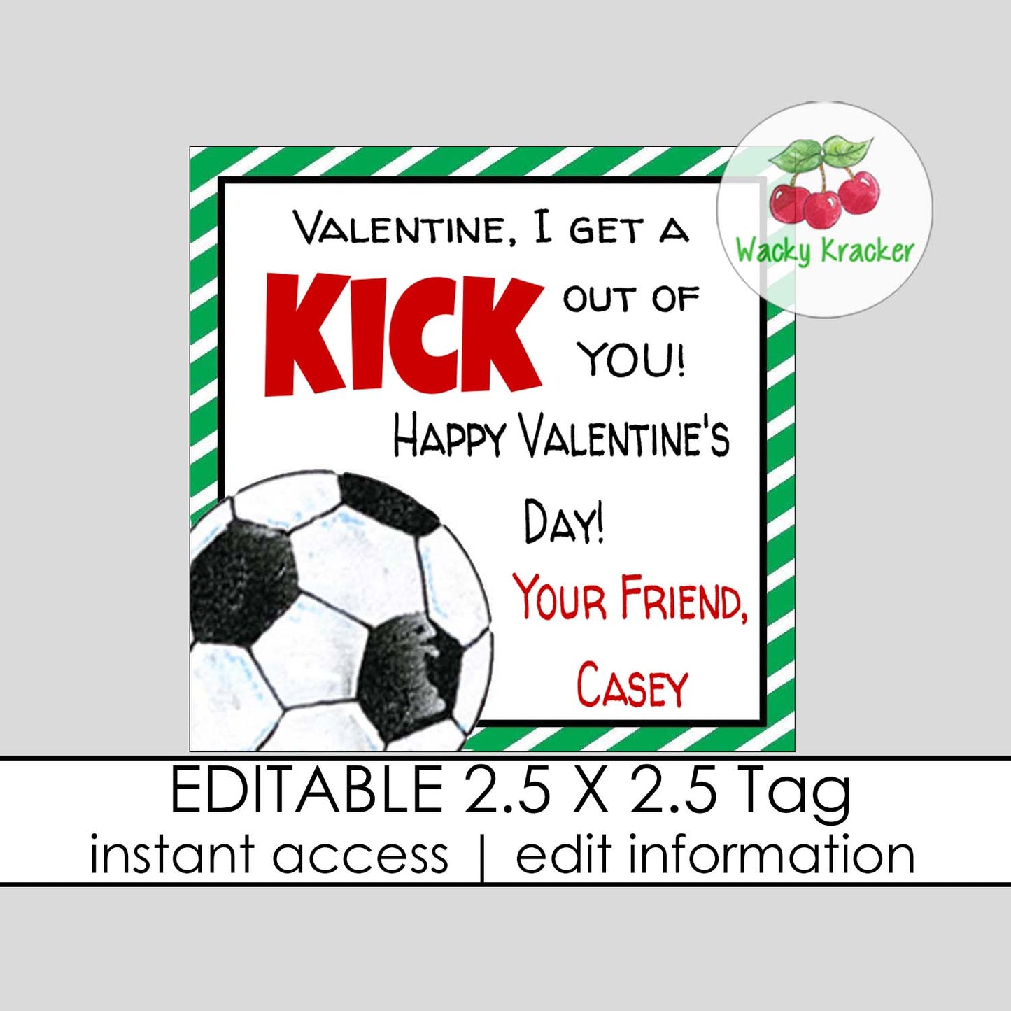 Soccer Valentine Tag