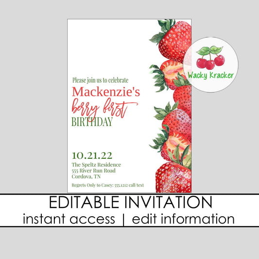 Strawberry Birthday Invitation