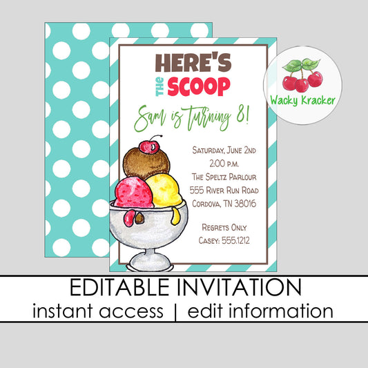 Ice Cream Sundae Birthday Invitation