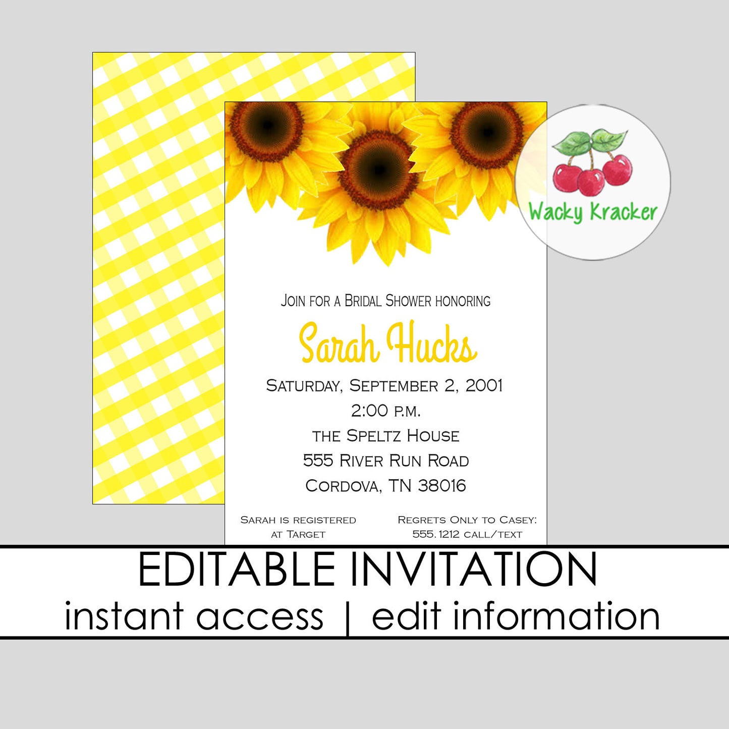 Sunflower Bridal Shower Invitation