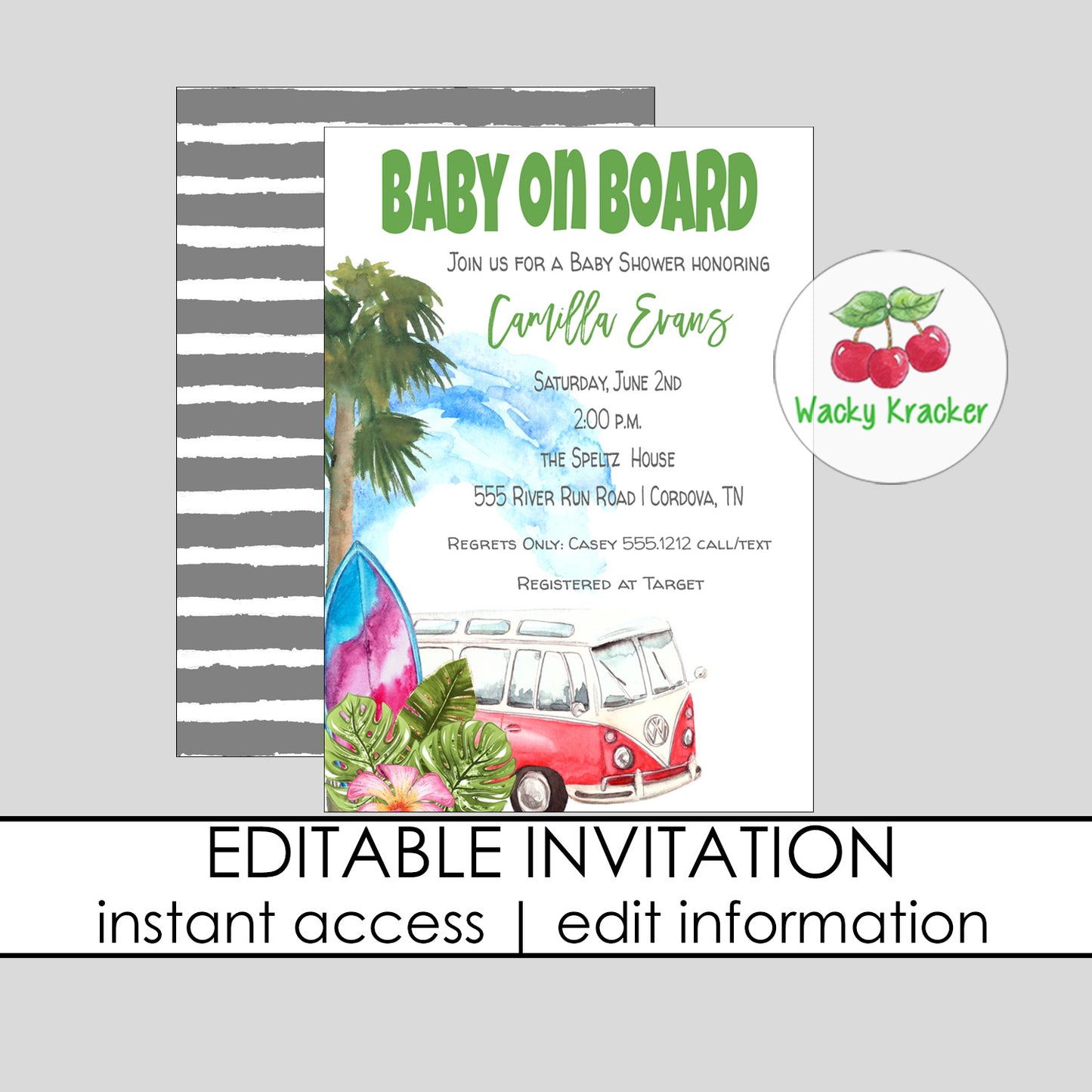 Surfing Baby Shower Invitation