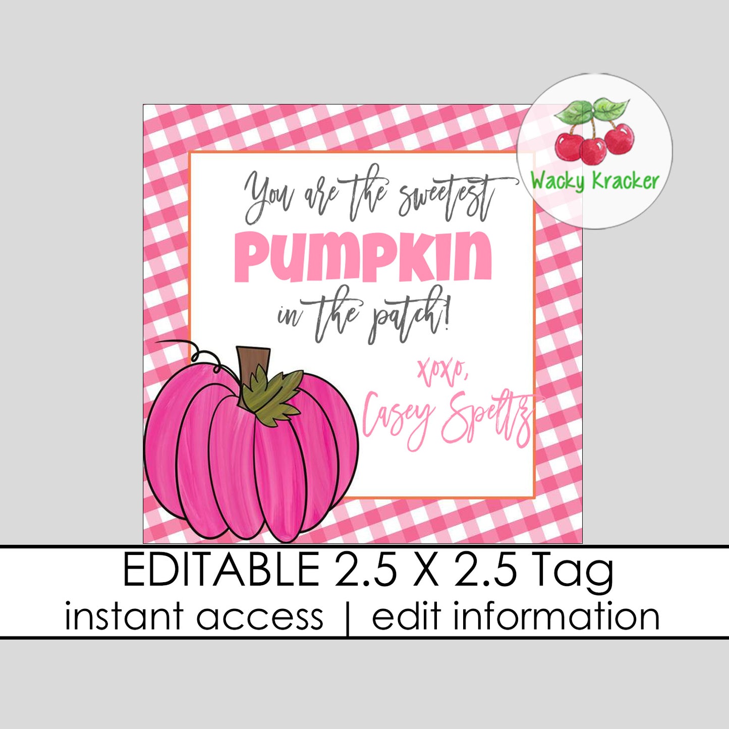 Pink Sweetest Pumpkin Gift Tag