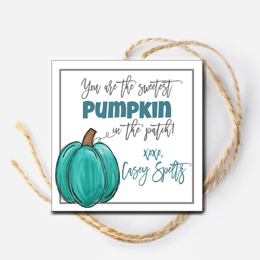 Blue Sweetest Pumpkin Gift Tag