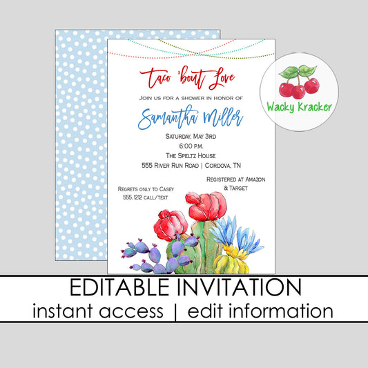 Cactus Fiesta Bridal Shower Invitation