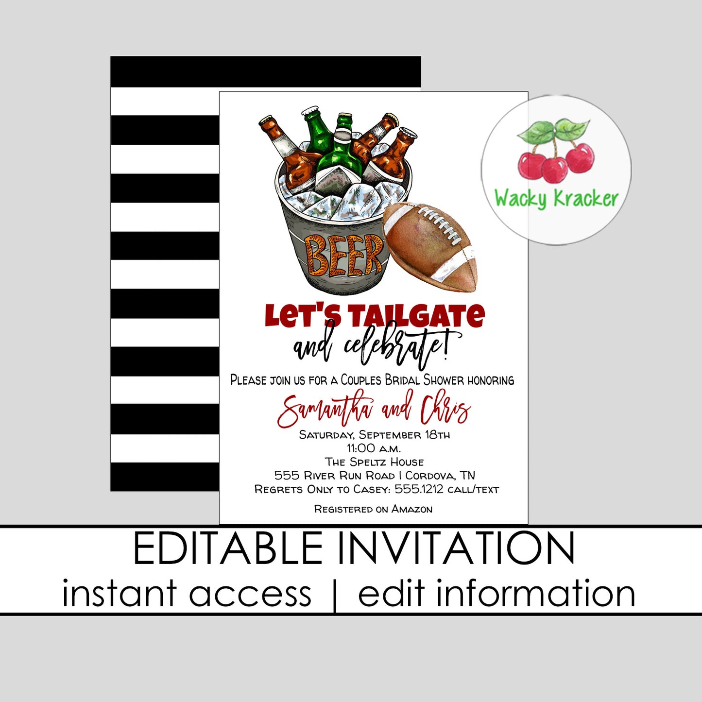 Tailgate and Celebrate Bridal Shower Invitation