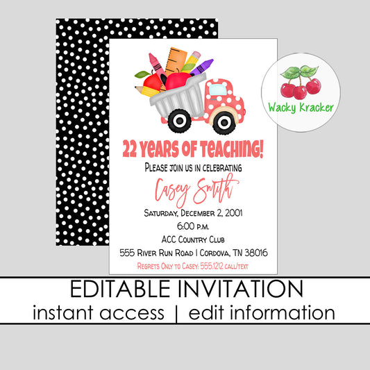 Teacher Retirement Invitation
