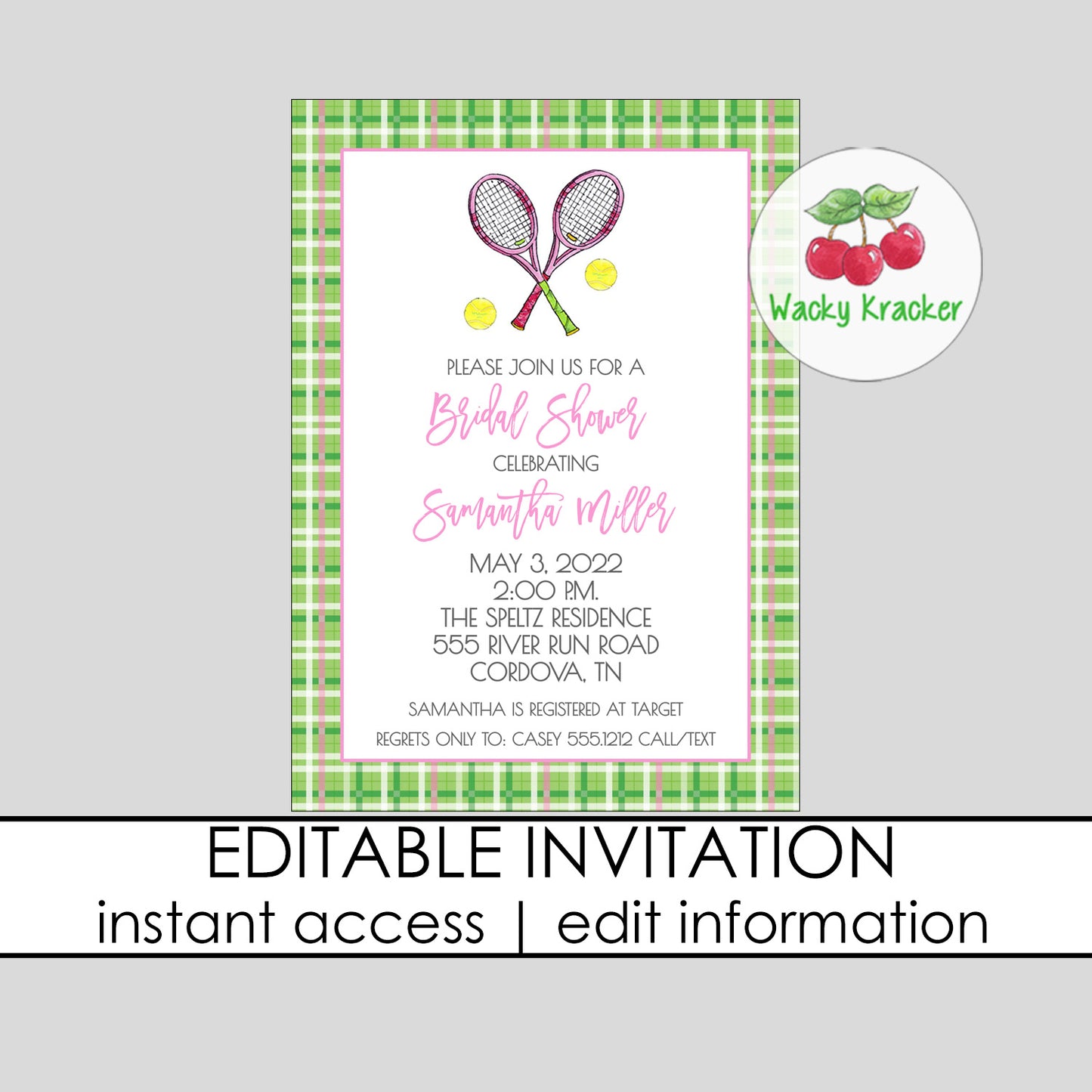 Tennis Bridal Shower Invitation