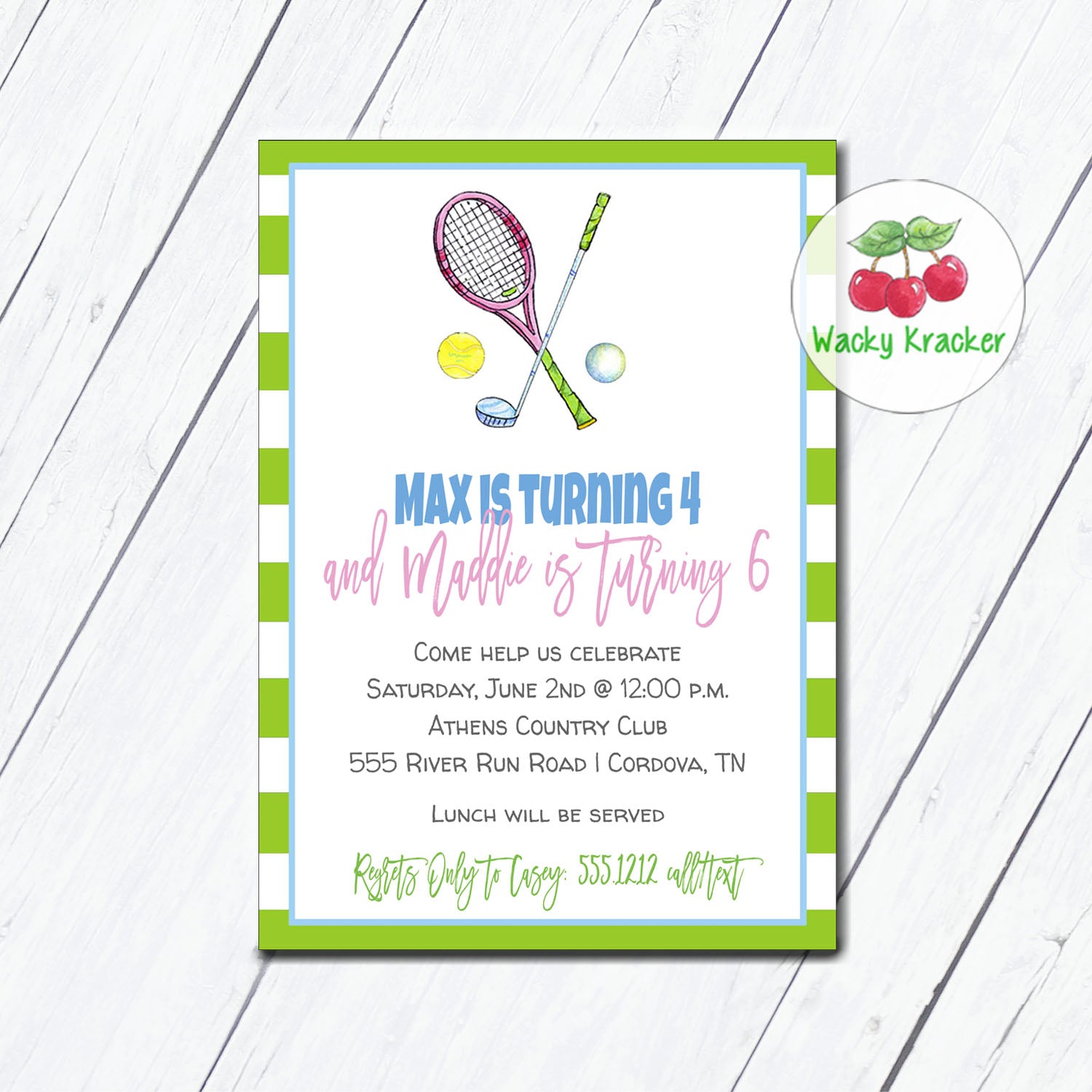 Tennis and Golf Birthday Invitation