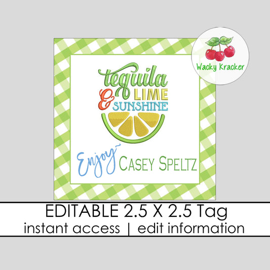 Tequila Lime and Sunshine Gift Tag