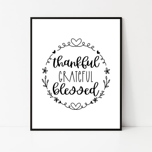 Thankful Grateful Blessed Wall Art