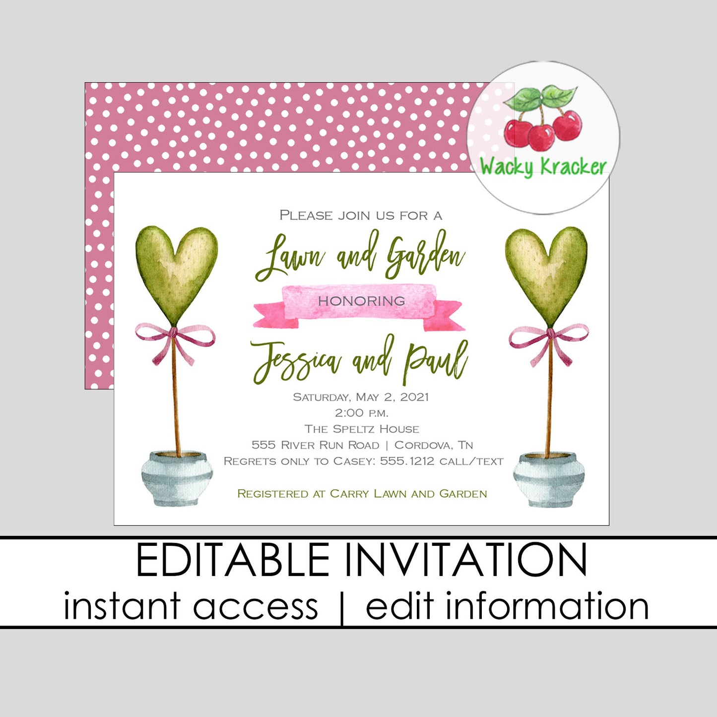 Topiary Lawn & Garden Bridal Shower Invitation