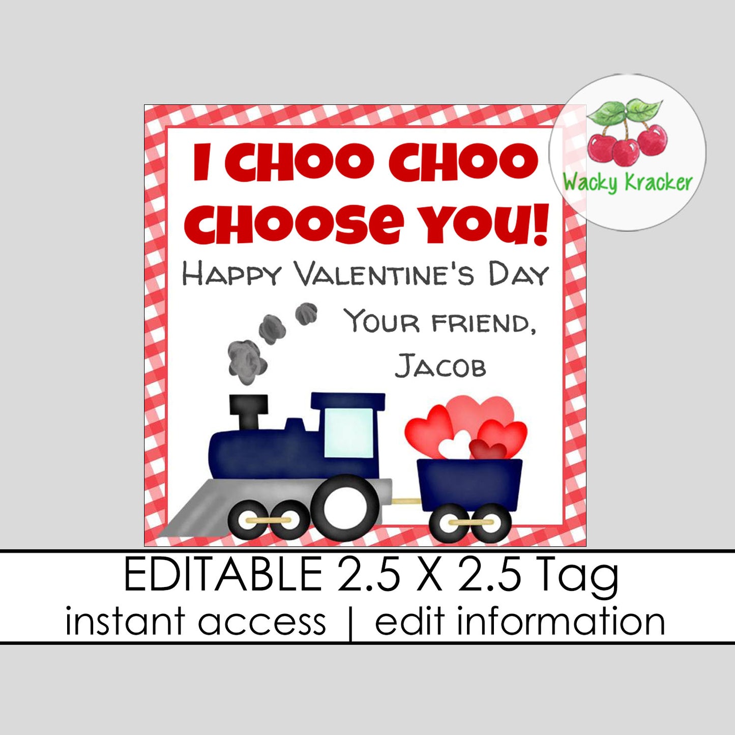 Train Valentine Gift Tag