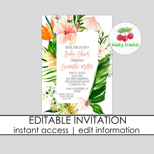 Tropical Baby Shower Invitation