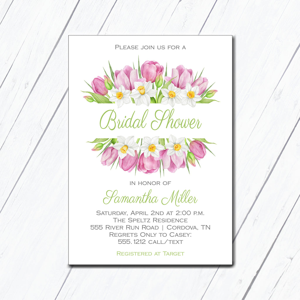 Tulips and Daffodils Bridal Shower Invitation