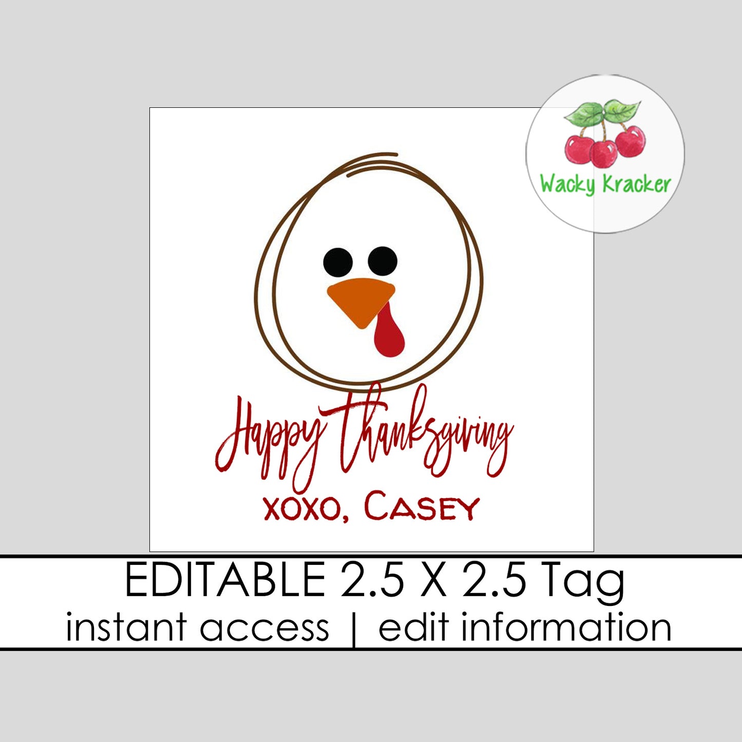 Turkey Face Gift Tag