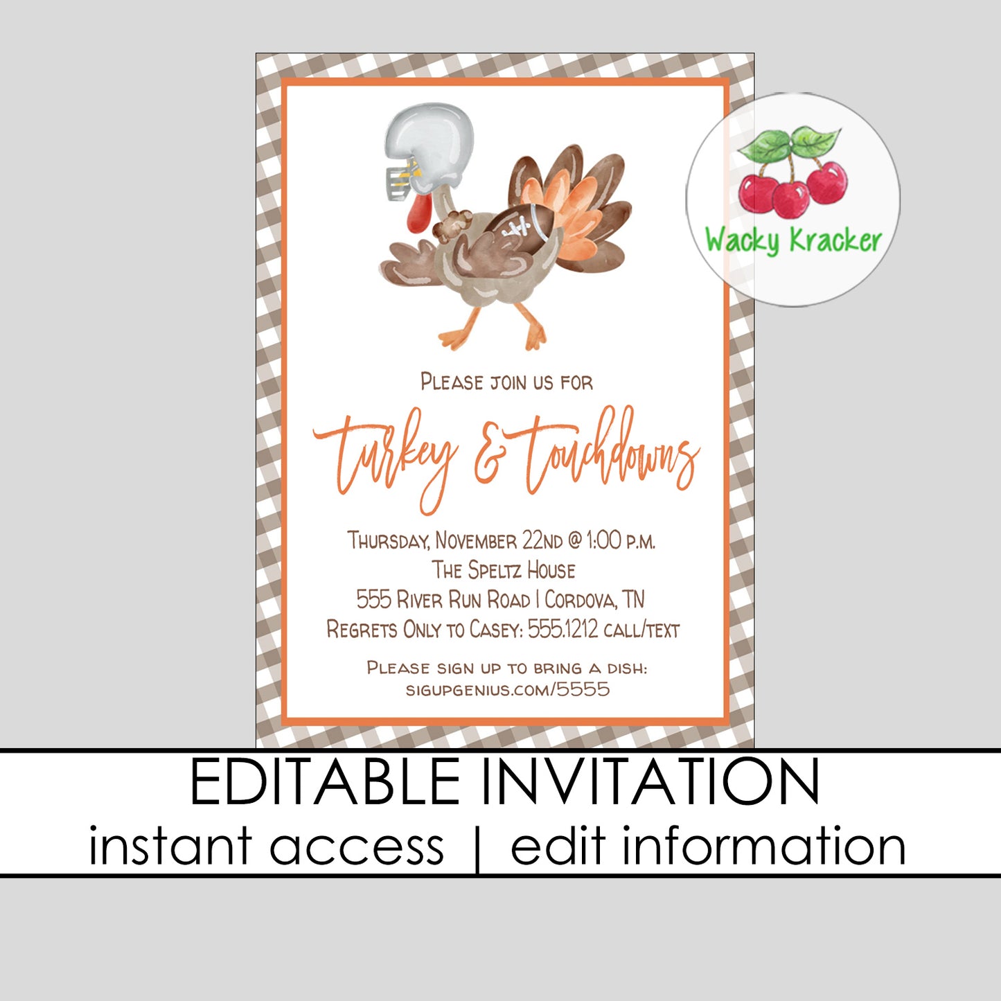 Turkey and Touchdowns Invitation