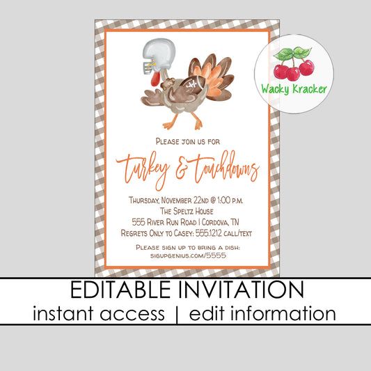 Turkey and Touchdowns Invitation