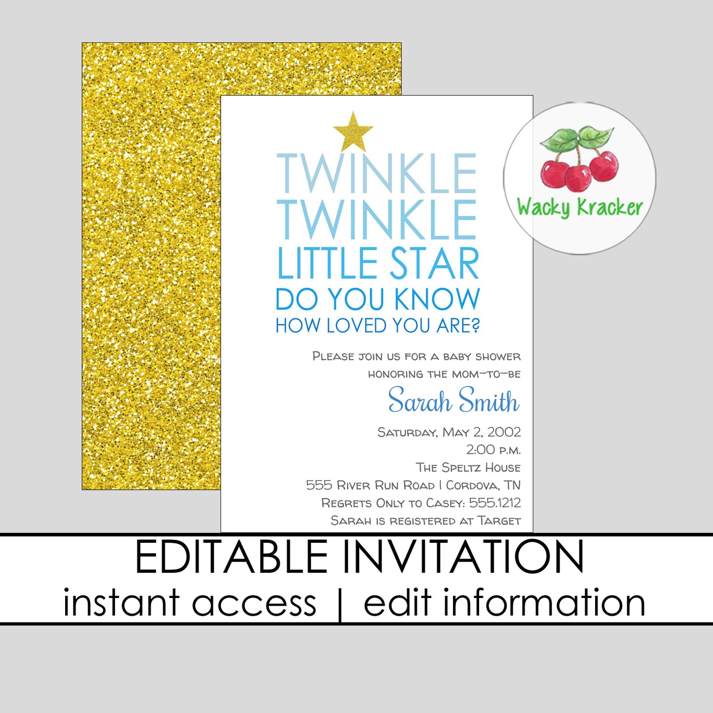 Twinkle Boy Baby Shower Invitation