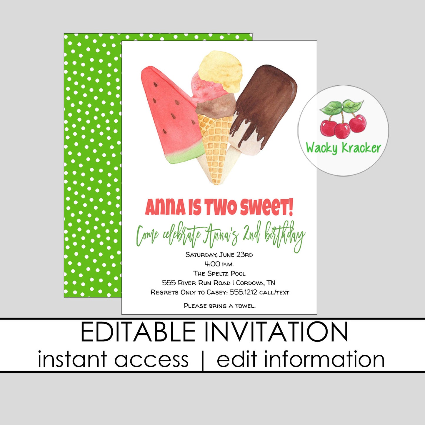 Two Sweet Birthday Invitation