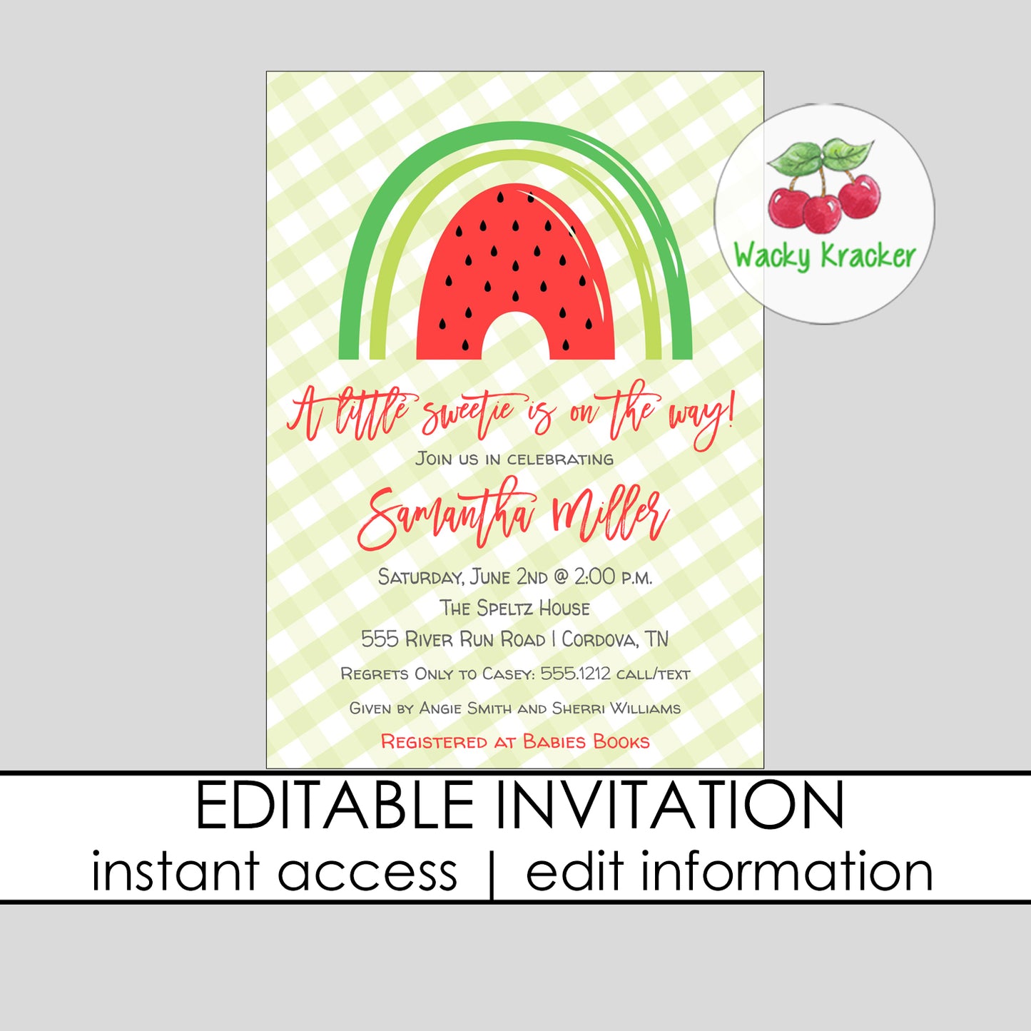 Watermelon Baby Shower Invitation
