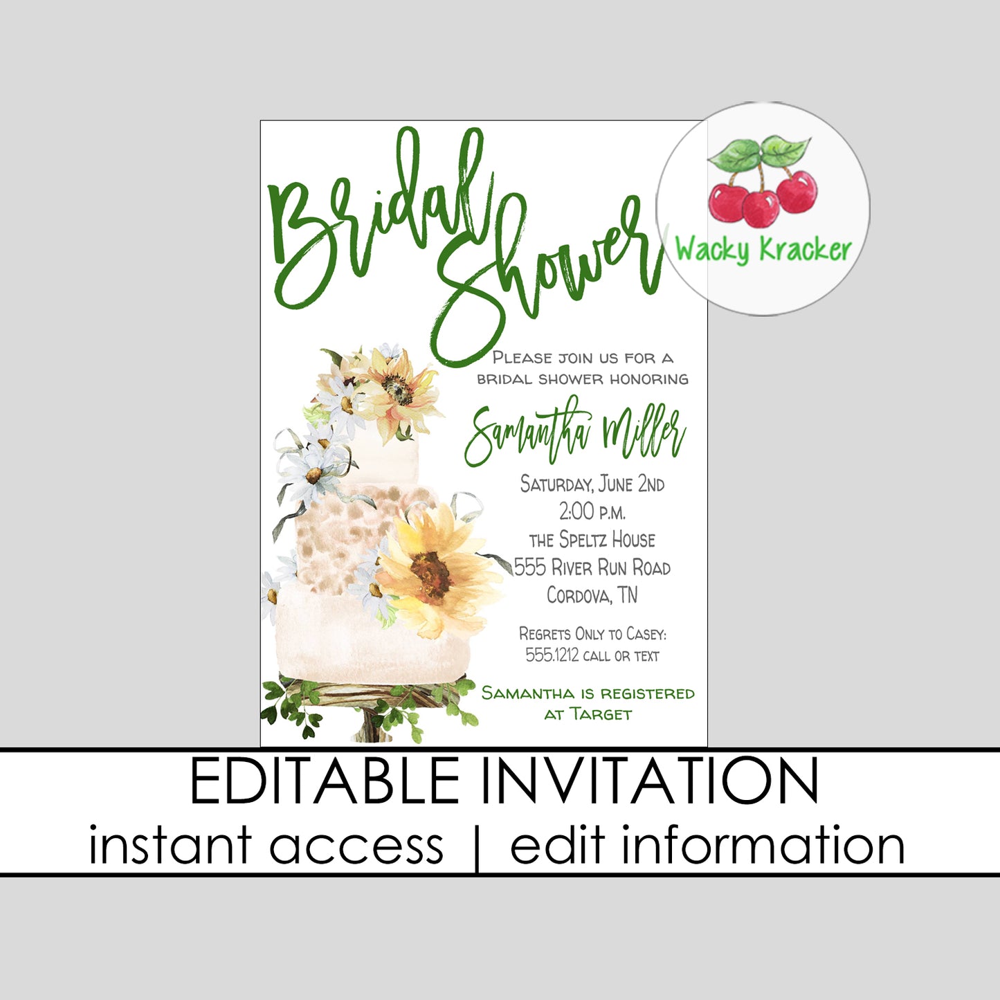 Wedding Cake Bridal Shower Invitation