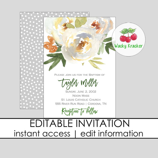 White Floral Invitation