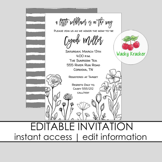 Wildflower Baby Shower Invitation